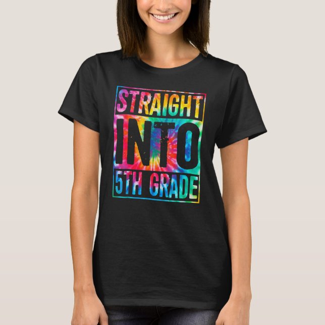 Back to school Tie Dye Rak in till 5 Klass T Shirt (Framsida)