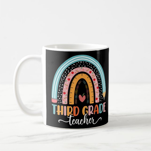 Back to school Tredje Klass-läraren Rainbow Boho Kaffemugg (Vänster)