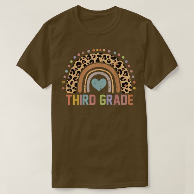 Back to school Tredje Klass Rainbow Leopard 3rd Gr T Shirt (Design framsida)
