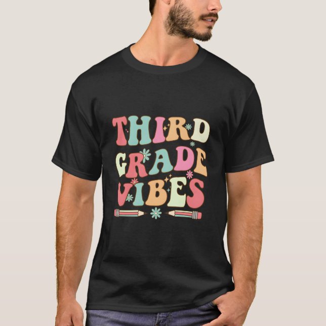 Back to school Tredje Klass Vibes Retro Teacher Wo T Shirt (Framsida)