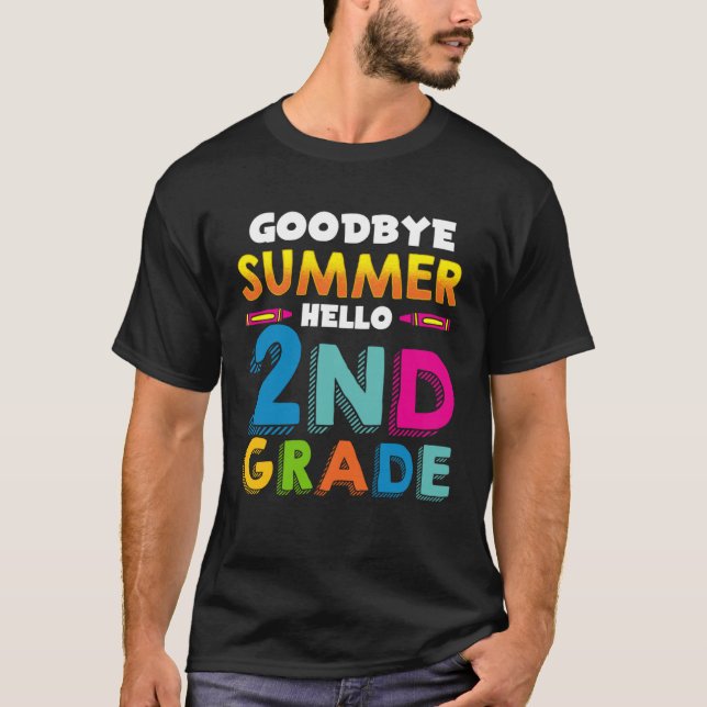 Back to School Tschüss Sommer Hello 2nd Class Sayi T Shirt (Framsida)