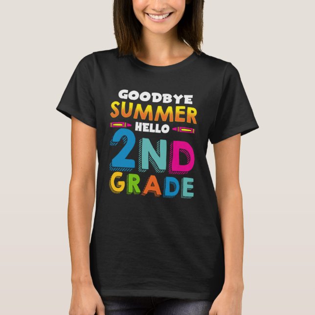 Back to School Tschüss Sommer Hello 2nd Class Sayi T Shirt (Framsida)