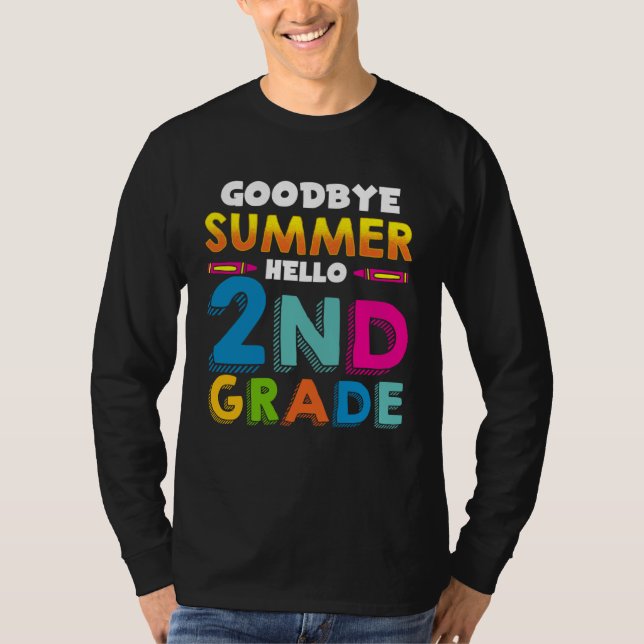 Back to School Tschüss Sommer Hello 2nd Class Sayi T Shirt (Framsida)