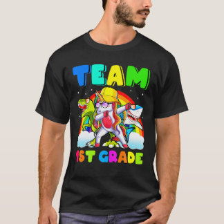 Back To School Unicorn Dinosaur Shark Team 1St Gra T Shirt