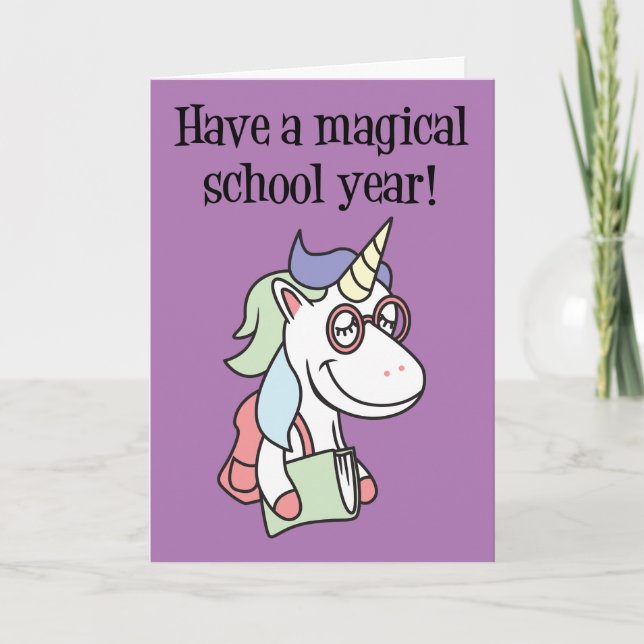 Back to school Unicorn Kort (Framsida)