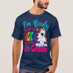 Back to school Unicorn-Redot för Magic 5th Grad T Shirt
