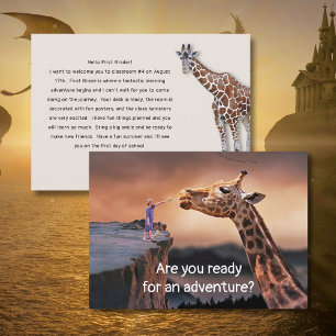 Back to school välkomstkort Giraffe Äventyr Inbjudningar
