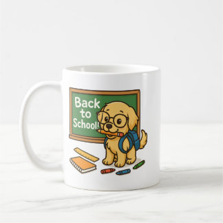 Back to school Valp - Cute Golden Retriever Kaffemugg
