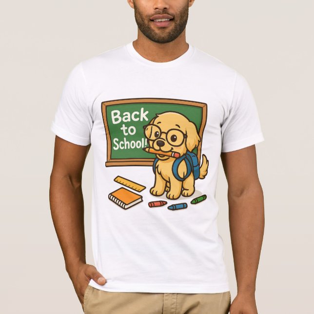 Back to school Valp - Cute Golden Retriever T Shirt (Framsida)
