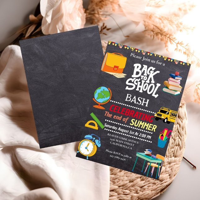 Back to school vid sommaruppehållet party inbjudningar (Skapare uppladdad)