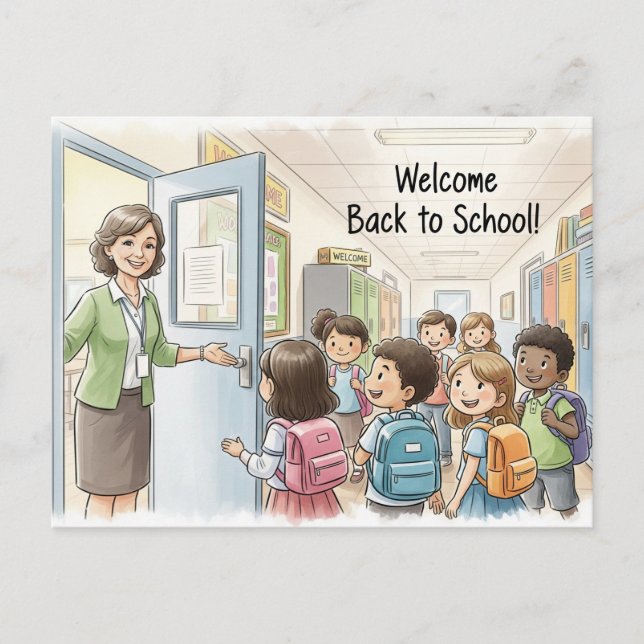 Back to school vykort (Framsida)