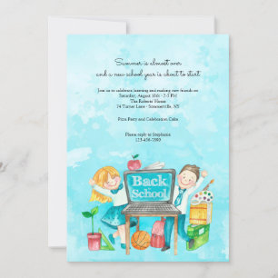 Back to school Watercolor Inbjudningar