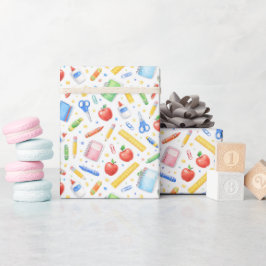 Back to School Watercolor Supplies Pattern Presentpapper