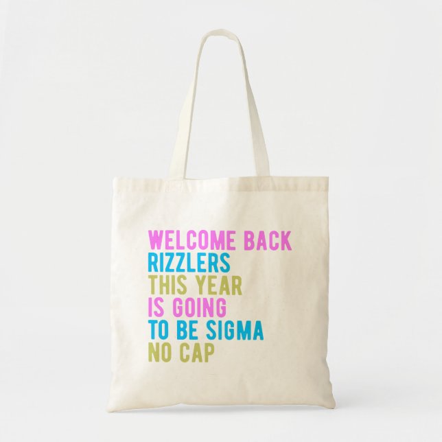 Back to school Welcome Back Rizzlers Sigma No Cap Tygkasse (Framsidan)