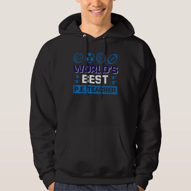 Back To School World's Best Pe Teacher Hoodie (Framsida)