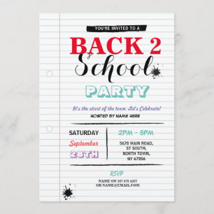 Back to schoolpartyet noterar papper rolig inbjudningar