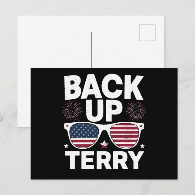 Back Up Terry Rolig 4:e juli Patriotiska fyrverker Vykort (Fram/baksida)