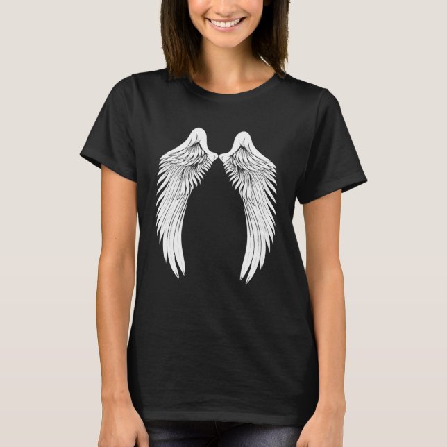 Back White Angel Wings T Shirt (Framsida)