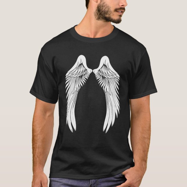 Back White Angel Wings T Shirt (Framsida)