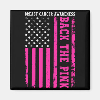 Backa det rosa amerikanska flagg bröstcancer magnet
