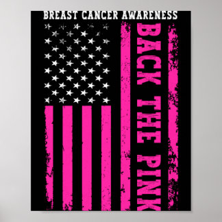 Backa det rosa amerikanska flagg bröstcancer poster