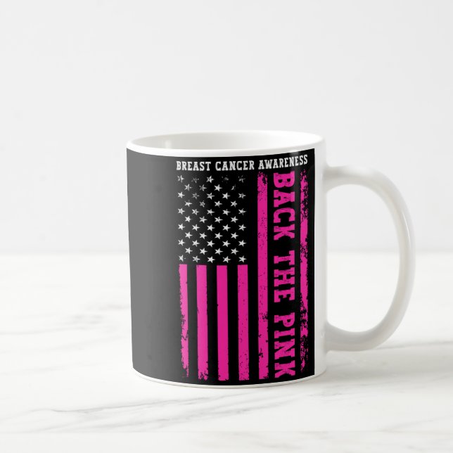 Backa Det Rosa Amerikanska Flaggan Bröstcancer Kaffemugg (Höger)