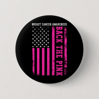 Backa Det Rosa Amerikanska Flaggan Bröstcancer Knapp