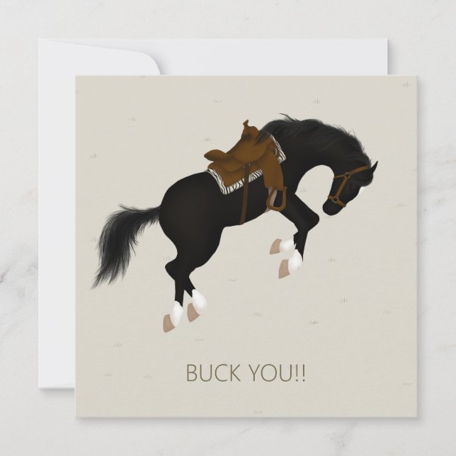 Backa dig! Bucking Black Horse Anpassningsbar Anteckningskort (Framsida)