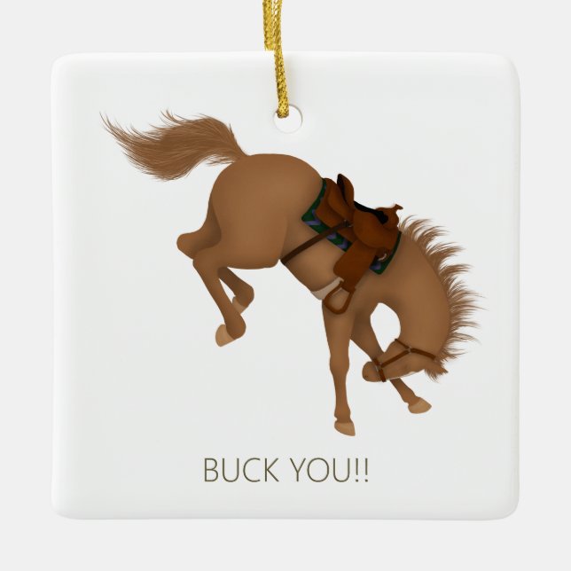 Backa dig! Funny Brown Horse Anpassningsbar Julgransprydnad Keramik (Framsida)