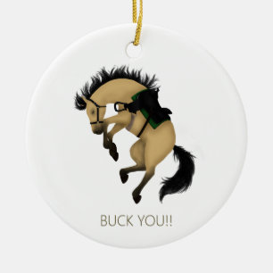 Backa dig! Funny Buckskin Horse Julgransprydnad Keramik