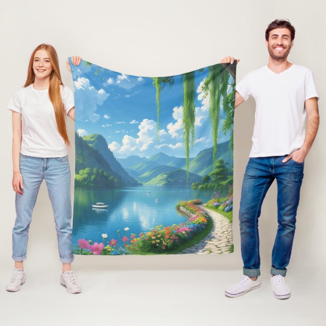 "Backa dig själv i Lugn - Lakeside Dreams Await!" Fleecefilt (På plats)
