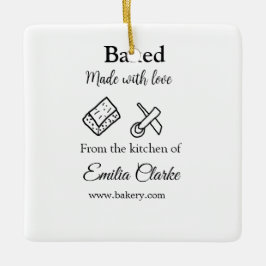 Backa med kärlek-bageribranschen, lägg till namn s julgransprydnad keramik