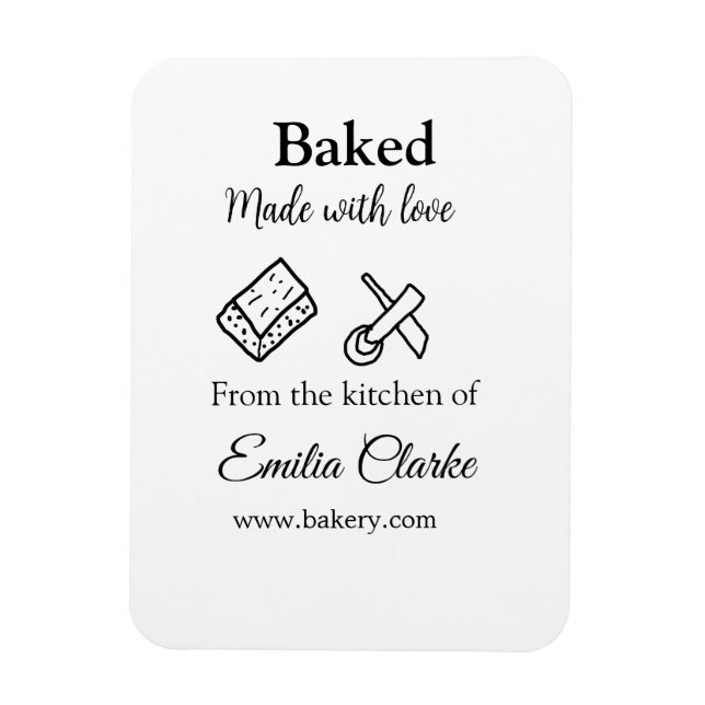 Backa med kärlek-bageribranschen, lägg till namn s magnet (Vertikal)