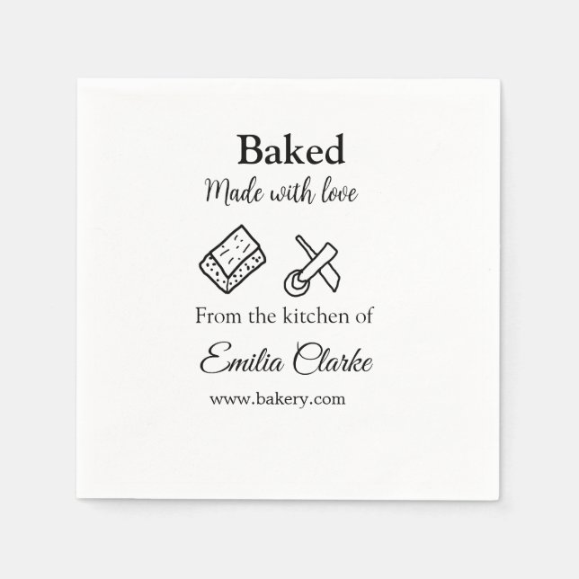 Backa med kärlek-bageribranschen, lägg till namn s pappersservett (Framsidan)