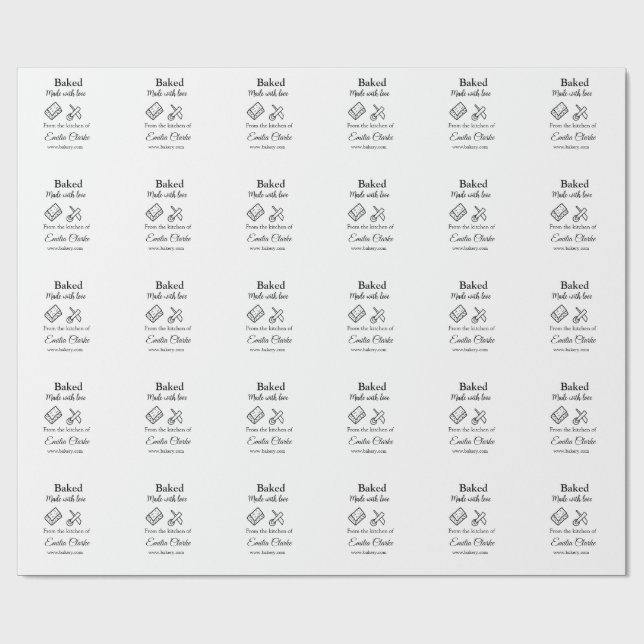 Backa med kärlek-bageribranschen, lägg till namn s presentpapper (Platt)