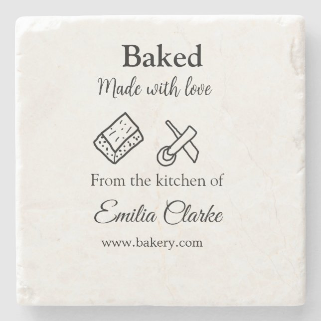 Backa med kärlek-bageribranschen, lägg till namn s stenunderlägg (Framsidan)