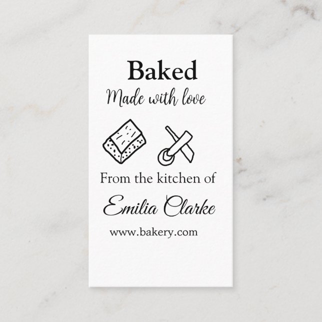 Backa med kärlek-bageribranschen, lägg till namn s visitkort (Framsida)