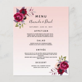 Bäckblommor från bröllop Menu ro guld