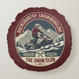 Backcountry Snowmobiling Adventure-utmärkelse Rund Kudde