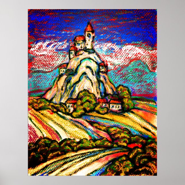 Backe Castle Colorful Pastel Fantasy Poster (Framsidan)