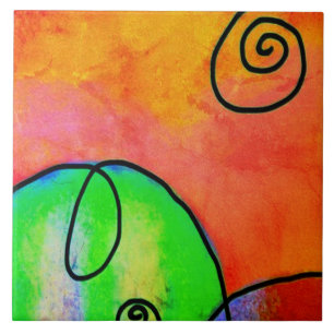 Backe Colorful Abstrakt Digital Painting Kakelplatta