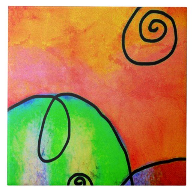 Backe Colorful Abstrakt Digital Painting Kakelplatta (Framsidan)