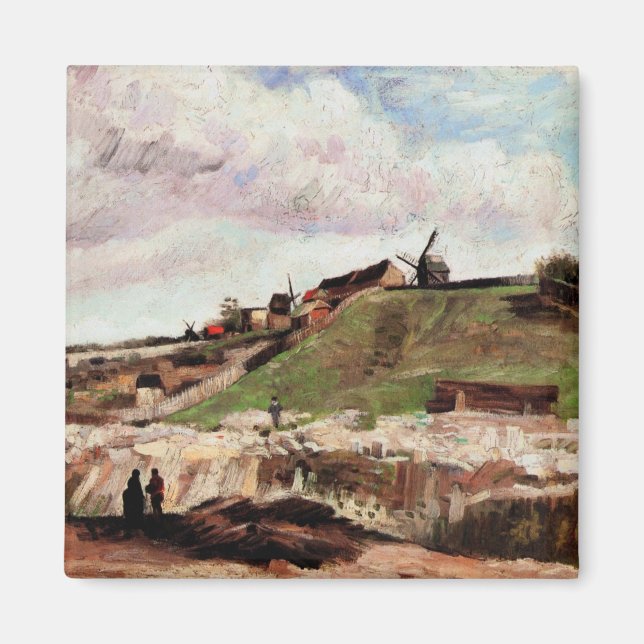 Backe i Montmartre med Quarry av Vincent van Gogh Magnet (Framsidan)