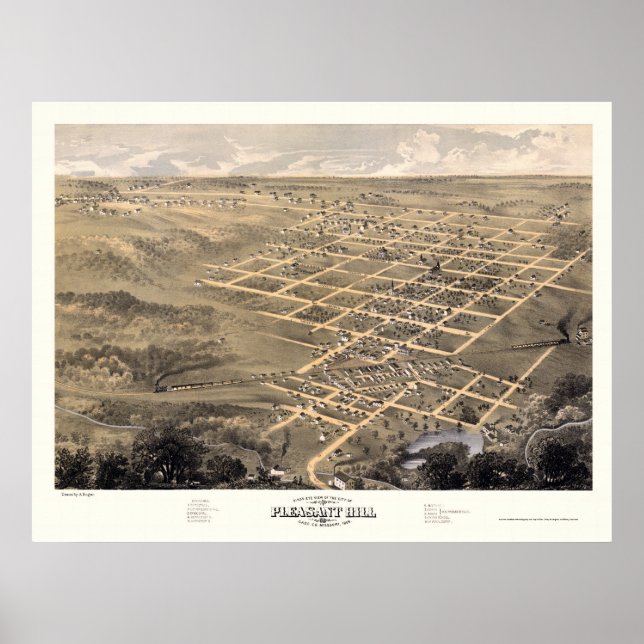 Backe, MO Panoramic Karta - 1869 Poster (Framsidan)