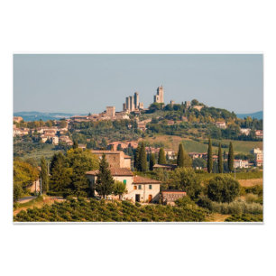 Backe, staden San Gimignano, Toskana, Italien Fototryck