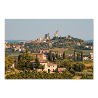 Backe, staden San Gimignano, Toskana, Italien Fototryck