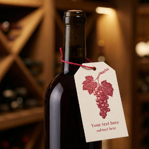 Bäcken av druvor och löv, burgundi presentetikett