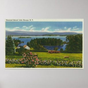Backen beskådar av den diamantön och sjön poster