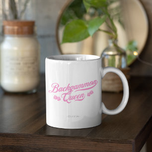 Backgammon Drottning Rosa Skrift Kaffemugg