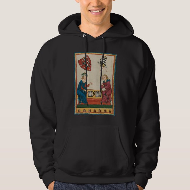 Backgammon Game, 14:e århundradets medeltida konst Hoodie (Framsida)